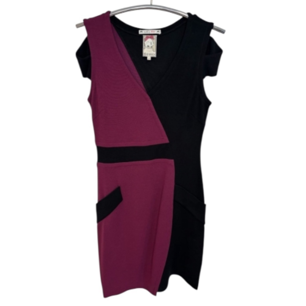 Yoana Baraschi Black and Purple Asymmetrical Dress Size Medium